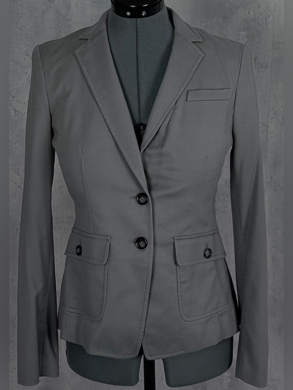 Banana Republic Gray Stretch Blazer Jacket Womens Size 6 Cotton Modal Tailored